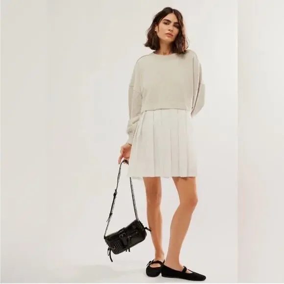 Free People Eleanor Sweatshirt Grey Combo L
